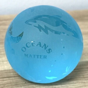 Vintage Baron Glass Paperweight 1996 Frosted Blue Ocean Dolphin Orca Manatee